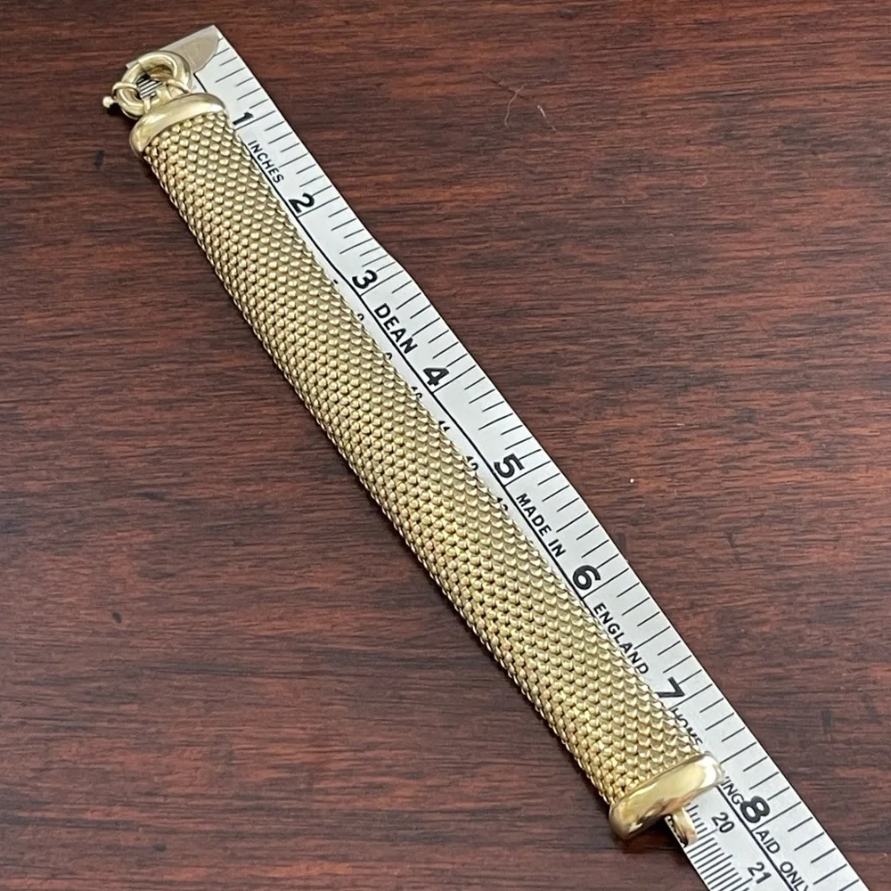 Italian 14K gold plated woven solid sterling silver bangle bracelet - Picture 8 of 11